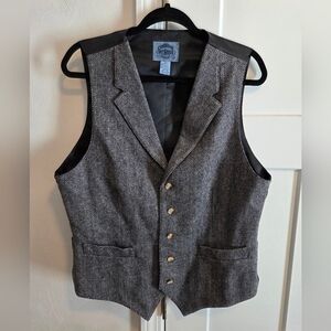 Cambridge Dry Goods Black and Gray Wool Blend Vest Size Large